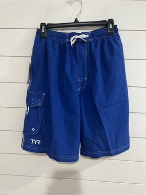 TYR Men’s Cobalt Blue Swim Board Shorts with Cargo Pocket